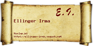 Ellinger Irma névjegykártya